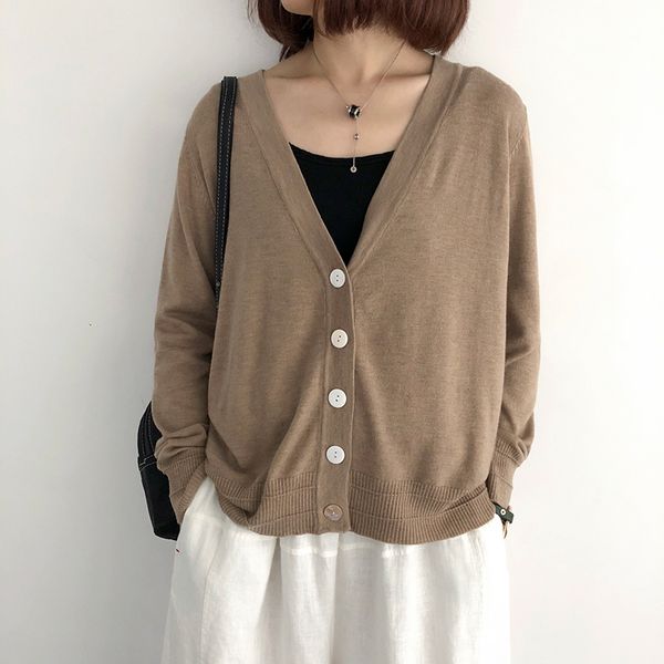 knitted cardigan women spring autumn loose-fit v-neck solid color thin sweater casual large size female loose, White
knitted cardigan women spring autumn loose-fit v-neck solid color thin sweater casual large size female loose, White