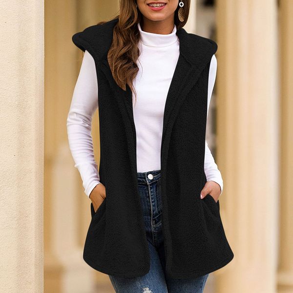 women plush hoodied waistcoat casual winter autumn warm outwear solid coat h9, Black;white
women plush hoodied waistcoat casual winter autumn warm outwear solid coat h9, Black;white
