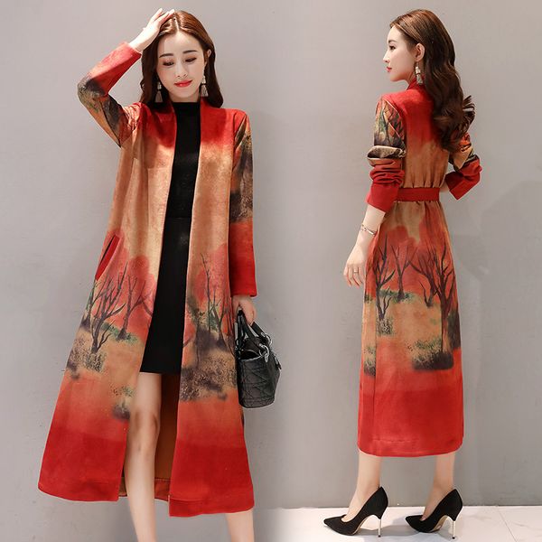 2018 autumn winter clothing ethnic style slim long deer skin windbreaker jacket female tie printed thick coat for women a1410, Tan;black
2018 autumn winter clothing ethnic style slim long deer skin windbreaker jacket female tie printed thick coat for women a1410, Tan;black