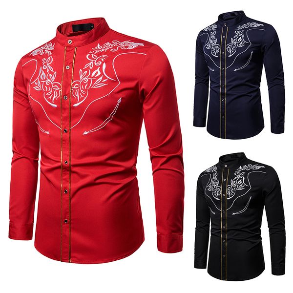 stylish western cowboy shirt men brand design embroidery slim fit casual long sleeve shirts mens wedding party shirt for male, White;black
stylish western cowboy shirt men brand design embroidery slim fit casual long sleeve shirts mens wedding party shirt for male, White;black