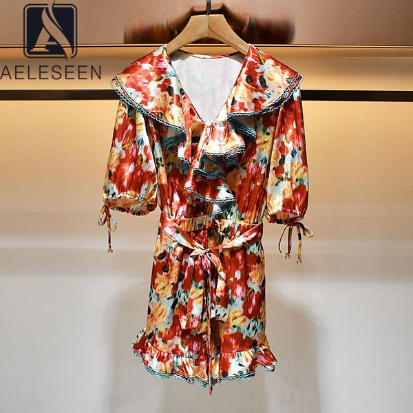 aeleseen runway fashion beach playsuit v-neck ruffles colorful flower print short sleeve bow belt playsuits, Black;white
aeleseen runway fashion beach playsuit v-neck ruffles colorful flower print short sleeve bow belt playsuits, Black;white