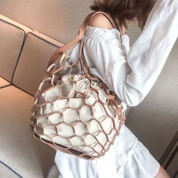 women personality hollow handbag net drawstring combination shoulder bag portable summer beach travel storage handbags tote
women personality hollow handbag net drawstring combination shoulder bag portable summer beach travel storage handbags tote