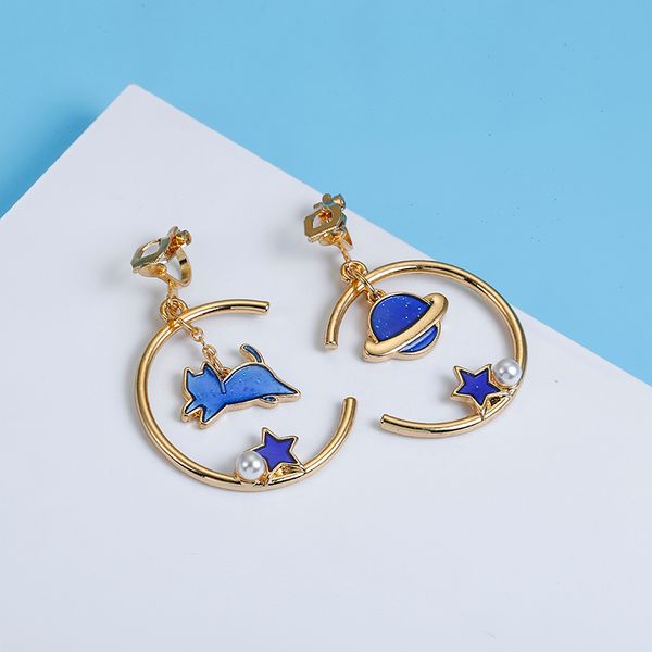 fashion blue pink star planet cat clip on earrings without piercing for women gold color circle asymmetry 2019 earrings clip, Silver
fashion blue pink star planet cat clip on earrings without piercing for women gold color circle asymmetry 2019 earrings clip, Silver