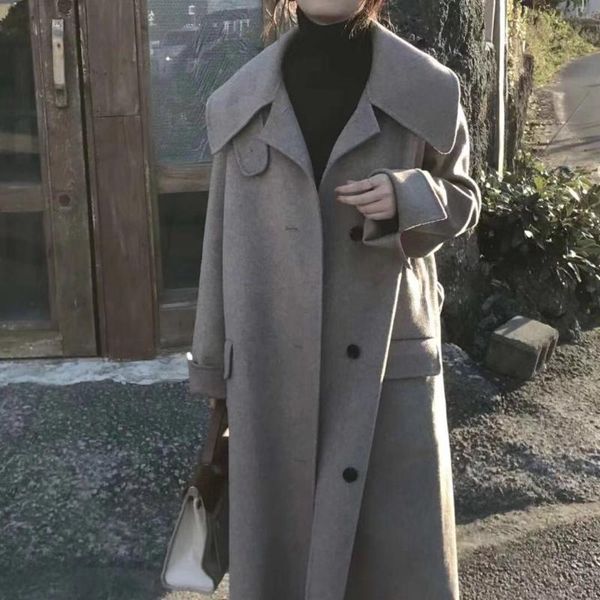 highest quality spring new loose thin long belted wool coat women lapel collar long sleeve warm thicken temperament ladies coats, Black
highest quality spring new loose thin long belted wool coat women lapel collar long sleeve warm thicken temperament ladies coats, Black
