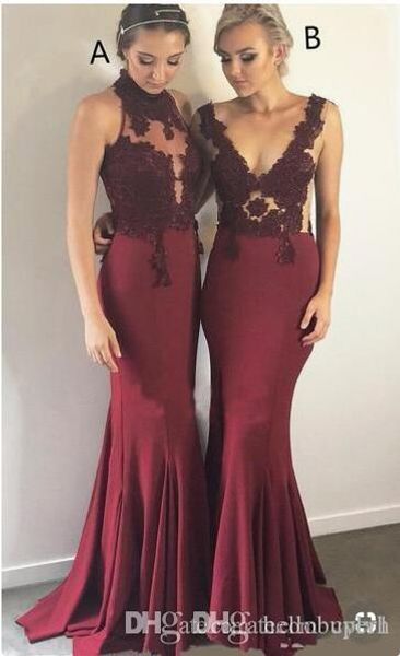 2019 mermaid stretch satin burgundy bridesmaid dresses different styles same color lace images south africa plus size vestido de novia, White;pink
2019 mermaid stretch satin burgundy bridesmaid dresses different styles same color lace images south africa plus size vestido de novia, White;pink