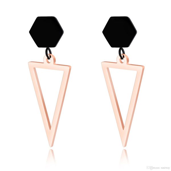 fashion rose gold plated stainless steel geometric triangle drop earrings for women trendy jewelry gift nickle hypoallergenic, Golden;silver
fashion rose gold plated stainless steel geometric triangle drop earrings for women trendy jewelry gift nickle hypoallergenic, Golden;silver