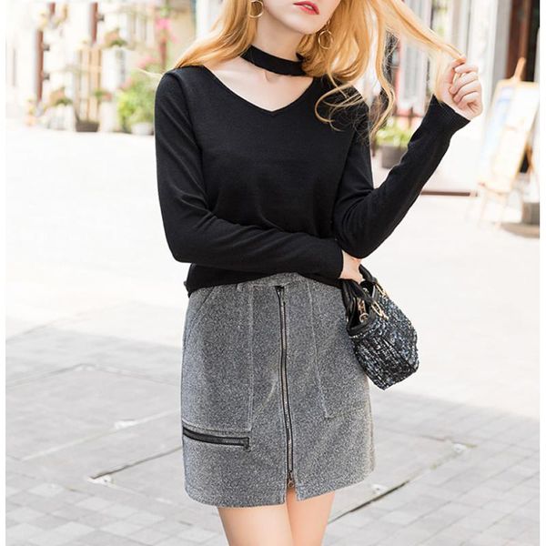 women solid knitted sweater pullovers v neck black hollow autumn winter sweater long sleeve jumper office elegant sweaters, White;black
women solid knitted sweater pullovers v neck black hollow autumn winter sweater long sleeve jumper office elegant sweaters, White;black