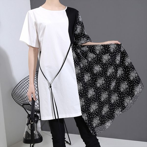 large t-shirt lace size women's all-match women's irregular lace waist loose t-shirt women 6327, White
large t-shirt lace size women's all-match women's irregular lace waist loose t-shirt women 6327, White