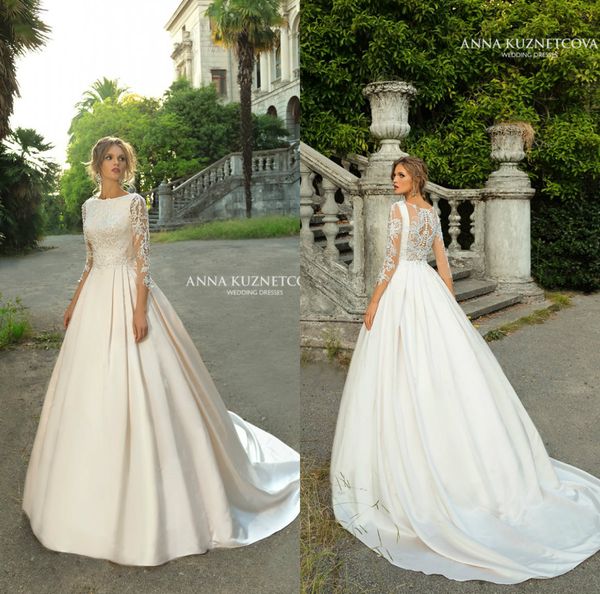 a line modest wedding dresses 2019 jewel neck lace appliqued long sleeve boho bridal gowns sweep train summer bohemian wedding dress, White
a line modest wedding dresses 2019 jewel neck lace appliqued long sleeve boho bridal gowns sweep train summer bohemian wedding dress, White
