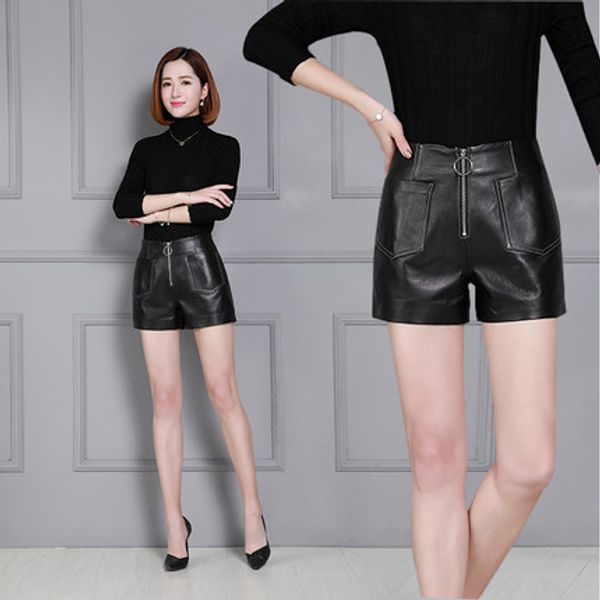 2019 women high waist new sheep leather shorts k25, White;black
2019 women high waist new sheep leather shorts k25, White;black