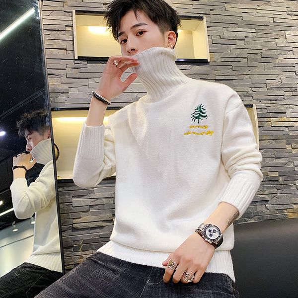 new sweater men's korean version of the trend of thickening bottoming knitted sweater students embroidered turtleneck sweaters, White;black
new sweater men's korean version of the trend of thickening bottoming knitted sweater students embroidered turtleneck sweaters, White;black