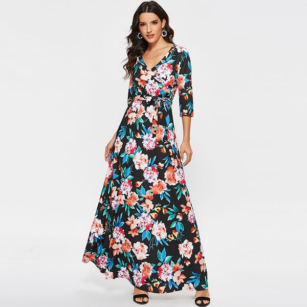 long maxi dress for womens autumn 2020 vintage floral print casual sashes dress half sleeve v neck boho dresses vestidos largos, Black;gray
long maxi dress for womens autumn 2020 vintage floral print casual sashes dress half sleeve v neck boho dresses vestidos largos, Black;gray