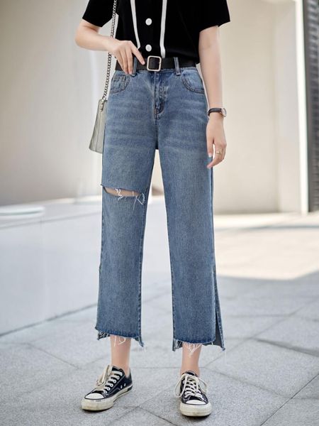 mg small as jeans woman 2019 tide early autumn easy holes directly cuffless trousers student thin flash pants tide, Blue
mg small as jeans woman 2019 tide early autumn easy holes directly cuffless trousers student thin flash pants tide, Blue