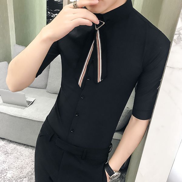 men's casual shirts plus size mens dress summer 2021 fashion streetwear men with striped tie slim fit half sleeve blouse, White;black
men's casual shirts plus size mens dress summer 2021 fashion streetwear men with striped tie slim fit half sleeve blouse, White;black