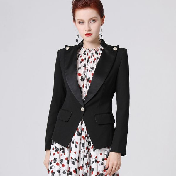2019 fall winter office ladies jackets and coats notched full sleeve single button patchwork casual blazerouterwear, White;black
2019 fall winter office ladies jackets and coats notched full sleeve single button patchwork casual blazerouterwear, White;black