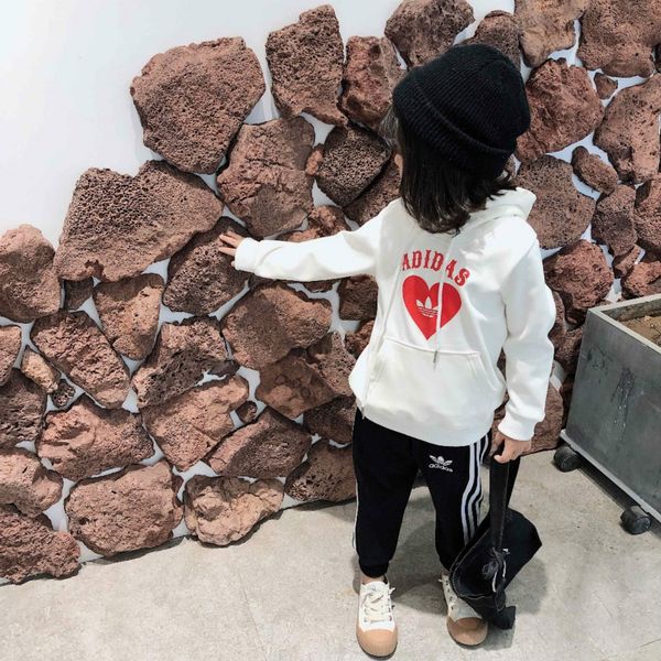 children two piece suits kids boys girls fashion casual tracksuits letter print with heart hoodie + pants 2019, White
children two piece suits kids boys girls fashion casual tracksuits letter print with heart hoodie + pants 2019, White
