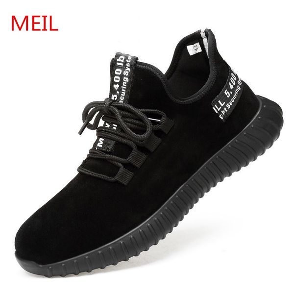 men's breathable cow suede leather safety shoes steel toe work boots anti-slip puncture proof safety boots lightweight sneakers, Black
men's breathable cow suede leather safety shoes steel toe work boots anti-slip puncture proof safety boots lightweight sneakers, Black