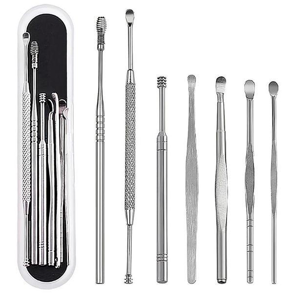 amsic 7pcs/set ear wax pickers stainless steel earpick ear wax curette remover cleaner spoon spiral clean tool
amsic 7pcs/set ear wax pickers stainless steel earpick ear wax curette remover cleaner spoon spiral clean tool