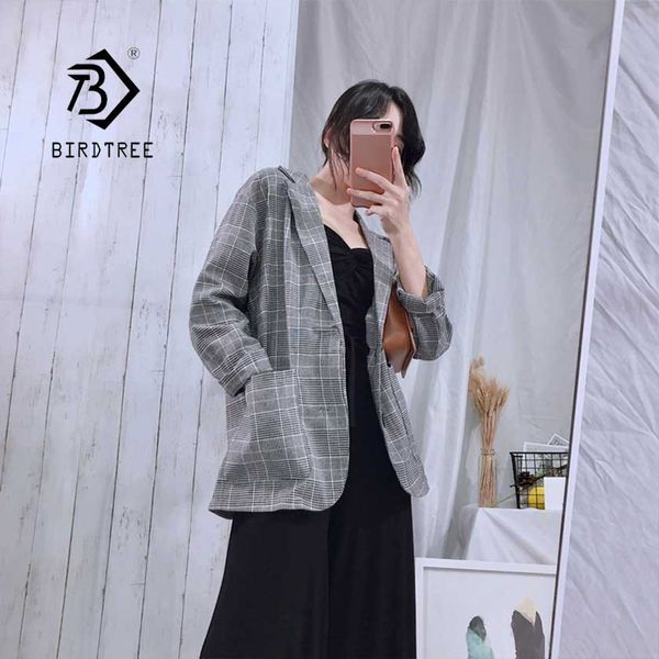 chic new women's vintage plaid blazer jacket full single breasted notched pockets female lady size coat sales c96110z, White;black
chic new women's vintage plaid blazer jacket full single breasted notched pockets female lady size coat sales c96110z, White;black