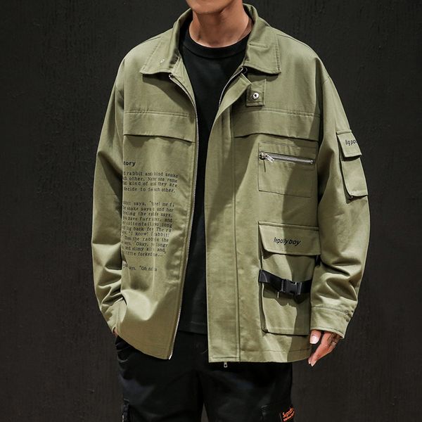 army green tooling jacket men's 2019 autumn japanese-style harajuku-style stand collar coat loose casual large size men's jacket, Black;brown
army green tooling jacket men's 2019 autumn japanese-style harajuku-style stand collar coat loose casual large size men's jacket, Black;brown
