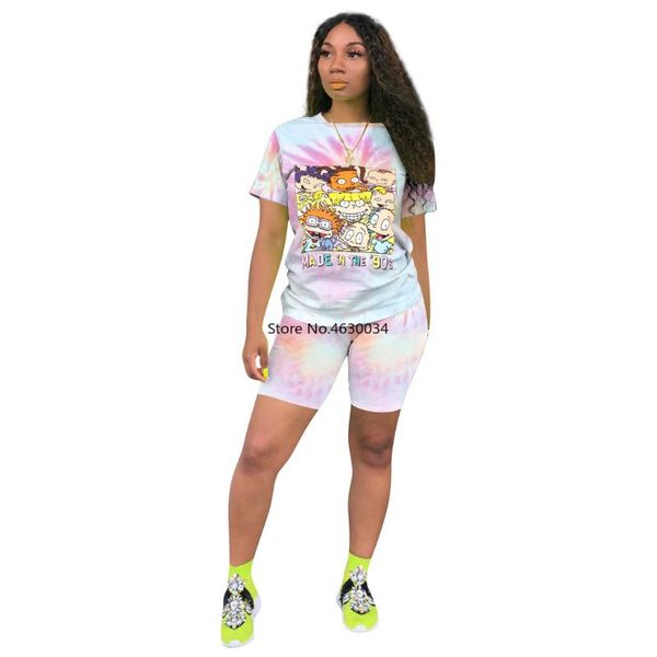 2020 two piece set women clothes tie dye cartoon t- shirt & biker shorts set sweat suits lounge wear outfits matching sets, White
2020 two piece set women clothes tie dye cartoon t- shirt & biker shorts set sweat suits lounge wear outfits matching sets, White