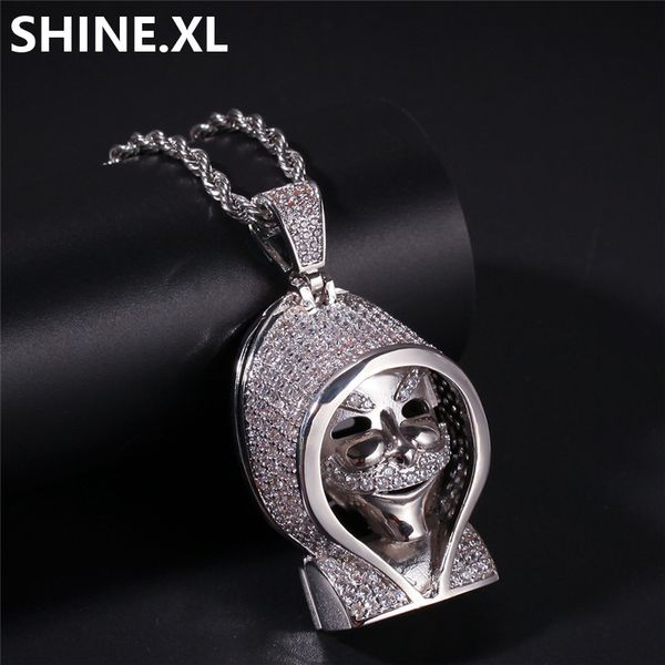 iced out solid black death skull pendant necklace micro paved lab zircon white gold plated mens hip hop jewelry gift, Silver
iced out solid black death skull pendant necklace micro paved lab zircon white gold plated mens hip hop jewelry gift, Silver