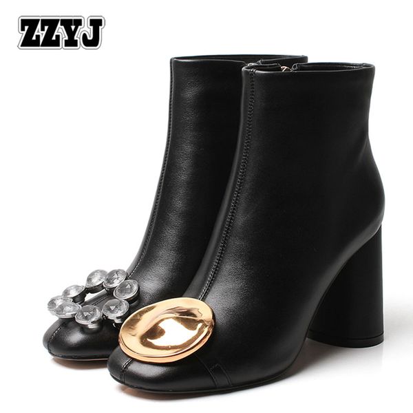 zzyj genuine leather women's new ankle boots c925 fashion chunky heel shoes left and right different decorations knight boots, Black
zzyj genuine leather women's new ankle boots c925 fashion chunky heel shoes left and right different decorations knight boots, Black