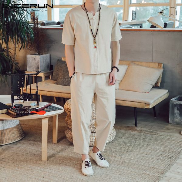 incerun man chinese tradition suits men summer cotton suits short sleeve v neck long trousers vintage solid color 5xl, Gray
incerun man chinese tradition suits men summer cotton suits short sleeve v neck long trousers vintage solid color 5xl, Gray