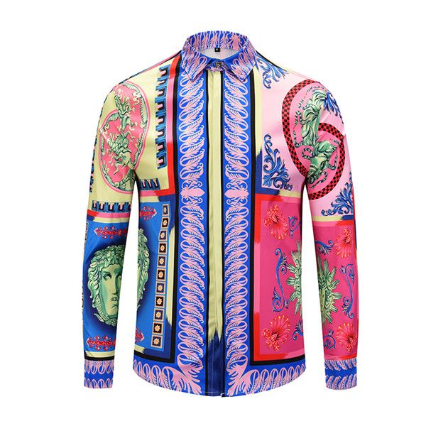 new men's shirts fashion casual men medusa shirt gold floral slim shirt men, White;black
new men's shirts fashion casual men medusa shirt gold floral slim shirt men, White;black