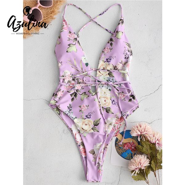 azulina new 2019 floral high leg one piece swimsuit criss-cross high cut swimwear women backless padded bodysuit beachwear, White;black
azulina new 2019 floral high leg one piece swimsuit criss-cross high cut swimwear women backless padded bodysuit beachwear, White;black