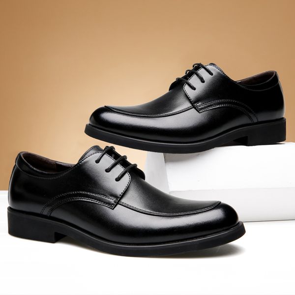 men's classic formal business shoes autumn winter fashion wedding men leather shoes round head low lacing, Black
men's classic formal business shoes autumn winter fashion wedding men leather shoes round head low lacing, Black