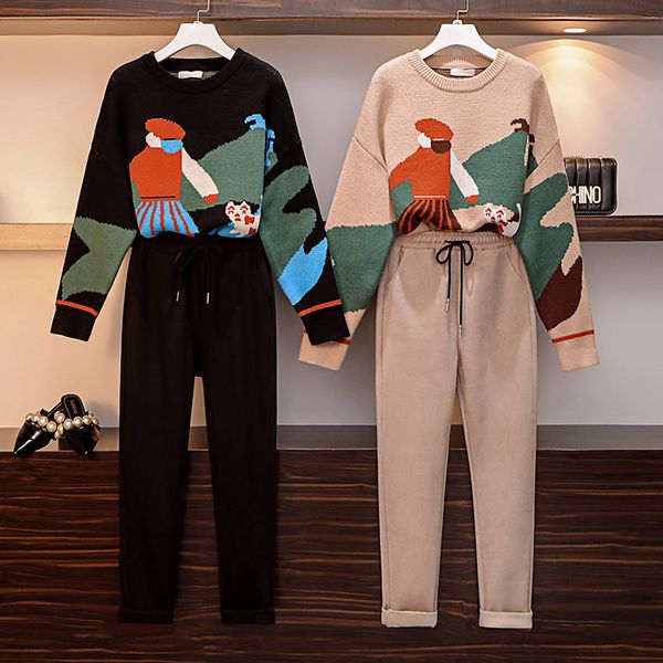 women 2 piece pant set 2019 plus size fall 2019 winter knitted pattern girl loose sweater and woolen casual trousers suit, White
women 2 piece pant set 2019 plus size fall 2019 winter knitted pattern girl loose sweater and woolen casual trousers suit, White