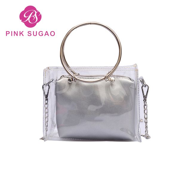Pink Sugao Designer Wallet Women Crossbody Bag Clear Jelly Transparent PVC Handbags Purses Female N041701