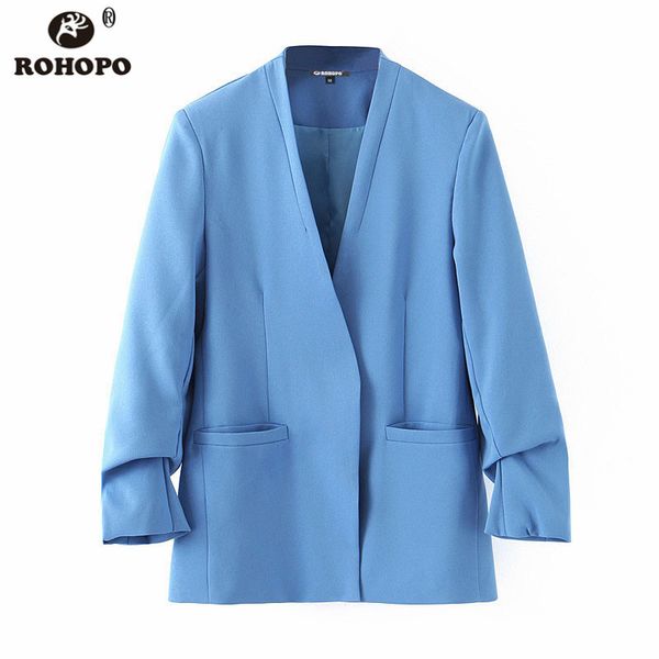 rohopo v collar draped cuff sleeve women blazer sky blue office girl chic solid autumn outwear eu size woman slim blazer #bm2213, White;black
rohopo v collar draped cuff sleeve women blazer sky blue office girl chic solid autumn outwear eu size woman slim blazer #bm2213, White;black