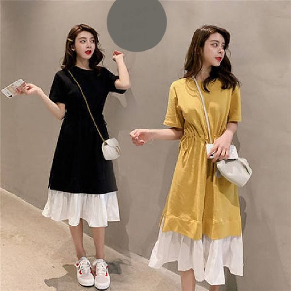 2020 new korean version loose splicing fake two dresses in the waist long and over the knee skirt women summer, Black;gray
2020 new korean version loose splicing fake two dresses in the waist long and over the knee skirt women summer, Black;gray