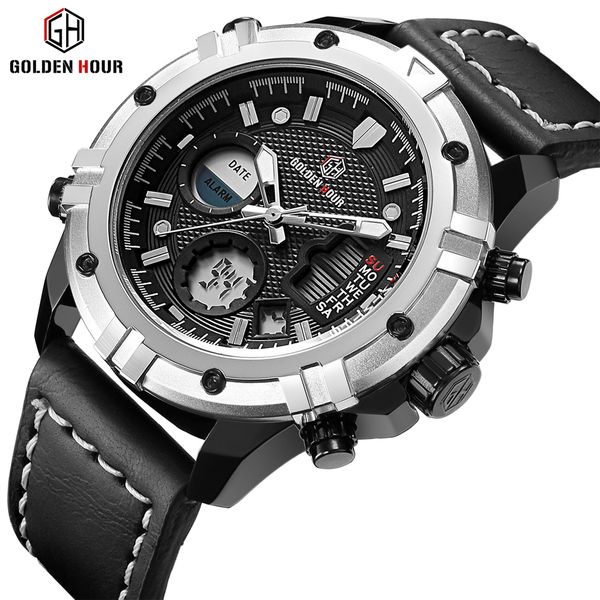 goldenhour brand sport watch business men wristwatch genuine leather strap mens saat waterproof male clock relogio masculino, Slivery;brown
goldenhour brand sport watch business men wristwatch genuine leather strap mens saat waterproof male clock relogio masculino, Slivery;brown