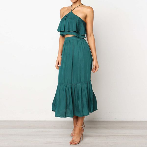 black green halter neck crop a-line skirt suit set two piece set lady elegant skirt woman beach dress boho suit, White
black green halter neck crop a-line skirt suit set two piece set lady elegant skirt woman beach dress boho suit, White