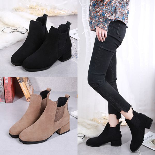 square heel low casual women ankle boots round toe slip-on sewing vintage boots autumn 2018 solid flock big size shoes, Black
square heel low casual women ankle boots round toe slip-on sewing vintage boots autumn 2018 solid flock big size shoes, Black