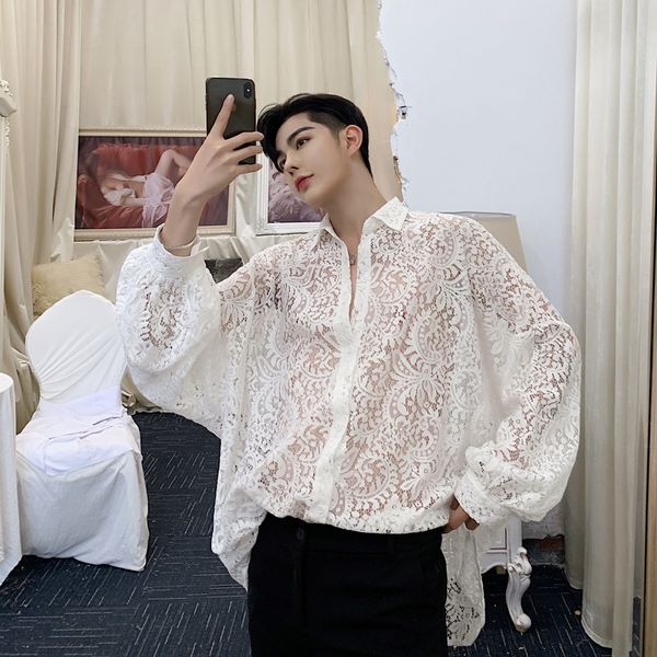 men loose long sleeve translucent lace shirt male women streetwear hip hop party casual dress shirts lovers clothes, White;black
men loose long sleeve translucent lace shirt male women streetwear hip hop party casual dress shirts lovers clothes, White;black
