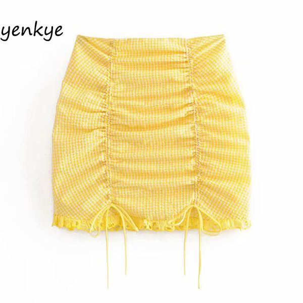summer skirts womens yellow plaid drawstring draped high waist mini skirt ldzz6105, Black
summer skirts womens yellow plaid drawstring draped high waist mini skirt ldzz6105, Black