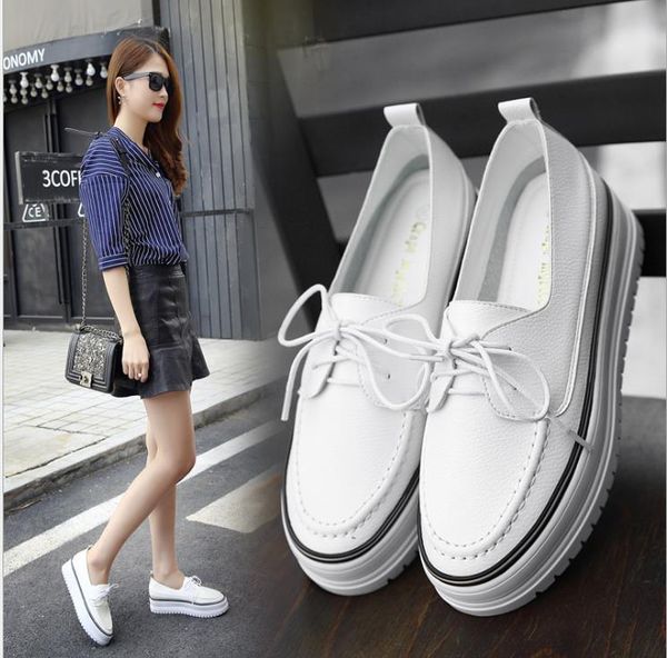 spring thick-soled lace white shoes korean version with leather versatile wedge heel shoes, Black
spring thick-soled lace white shoes korean version with leather versatile wedge heel shoes, Black