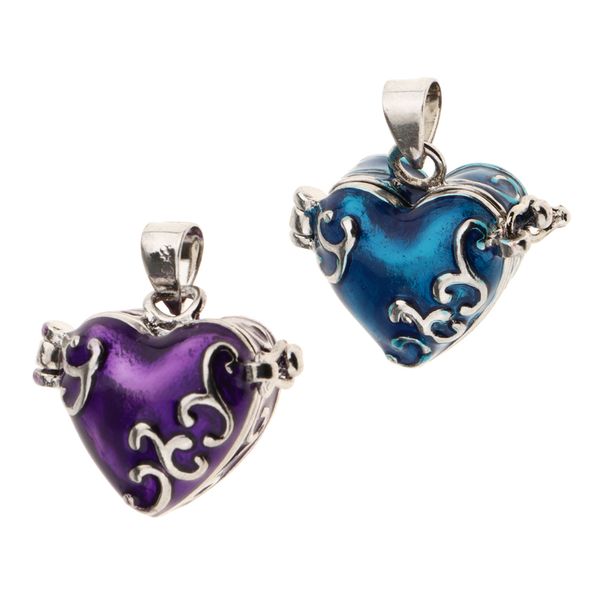 2 piece purple/blue enamel heart cremation memorial keepsake charms pendant, Silver
2 piece purple/blue enamel heart cremation memorial keepsake charms pendant, Silver