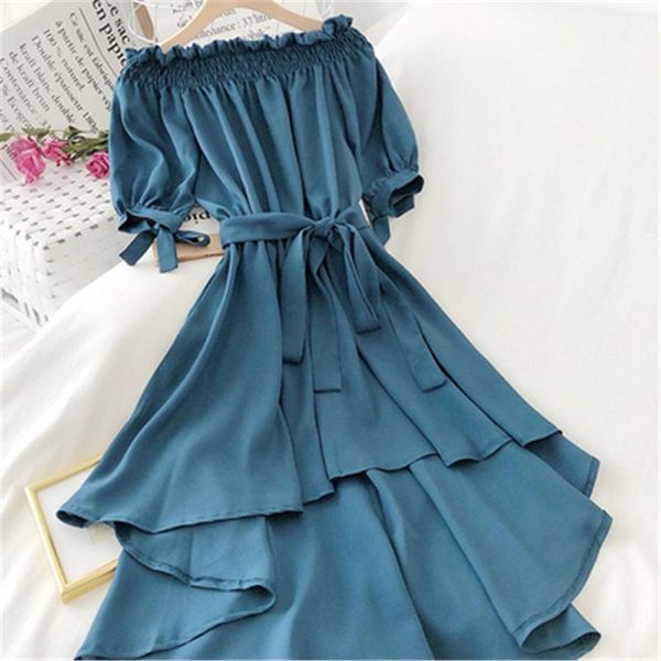 fashion ruffles irregular vestidos off shoulder bandage dress women solid chiffon 2020 beach style summer dress bow dresses, Black;gray
fashion ruffles irregular vestidos off shoulder bandage dress women solid chiffon 2020 beach style summer dress bow dresses, Black;gray