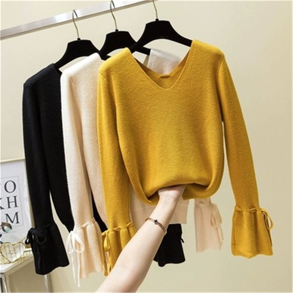 2019 spring new women sweater lantern long sleeve women's v-neck lace up sweaters white black casual lady sweater zz618
2019 spring new women sweater lantern long sleeve women's v-neck lace up sweaters white black casual lady sweater zz618