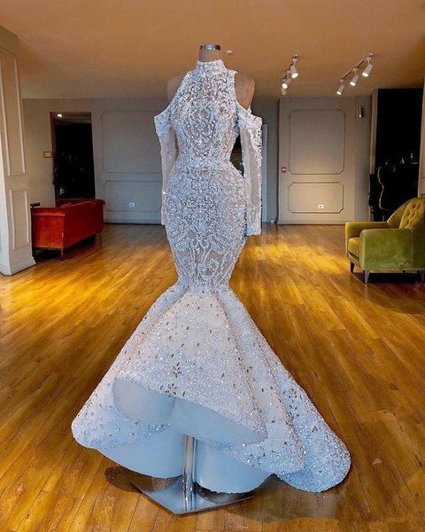 luxurious 2020 real images south african dubai mermaid wedding dresses high neck long sleeves beaded crystals bridal wedding gowns bc2656, White
luxurious 2020 real images south african dubai mermaid wedding dresses high neck long sleeves beaded crystals bridal wedding gowns bc2656, White