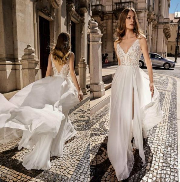 2019 boho wedding dresses v neck a line lace bridal gowns slit chiffon skirt backless robe de mariee wedding dress cheap, White
2019 boho wedding dresses v neck a line lace bridal gowns slit chiffon skirt backless robe de mariee wedding dress cheap, White