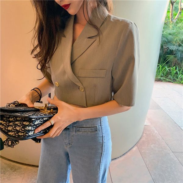2019 women's blazer short sleeve blazers solid one button coat slim office lady jacket female suit blazer femme jackets, White;black
2019 women's blazer short sleeve blazers solid one button coat slim office lady jacket female suit blazer femme jackets, White;black