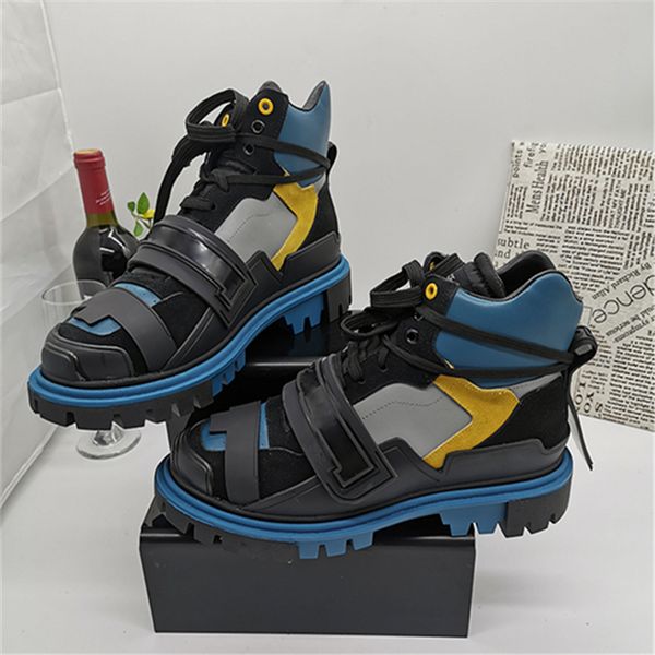 2019 news boots man mixed colors sneakers man platform shoes round toe zapatos de hombre buckle lace up combat boots, Black
2019 news boots man mixed colors sneakers man platform shoes round toe zapatos de hombre buckle lace up combat boots, Black