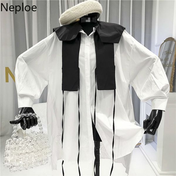 neploe 2020 spring full sleeve peter pan collar shirts contrast stitching fake two piece women korean plus size blouse 1a205, White
neploe 2020 spring full sleeve peter pan collar shirts contrast stitching fake two piece women korean plus size blouse 1a205, White