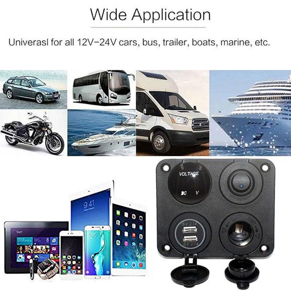 multifunction 4-in-1 car boat voltmeter lighter socket dual usb charger switch panel new sale
multifunction 4-in-1 car boat voltmeter lighter socket dual usb charger switch panel new sale
